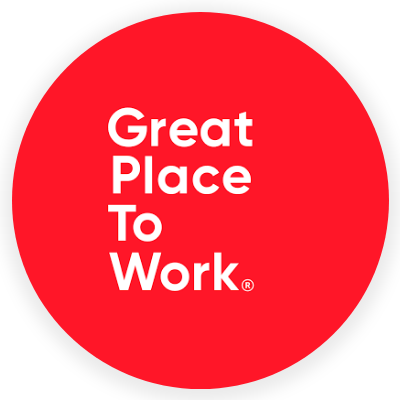Logo de Great Place to Work sobre fondo rojo